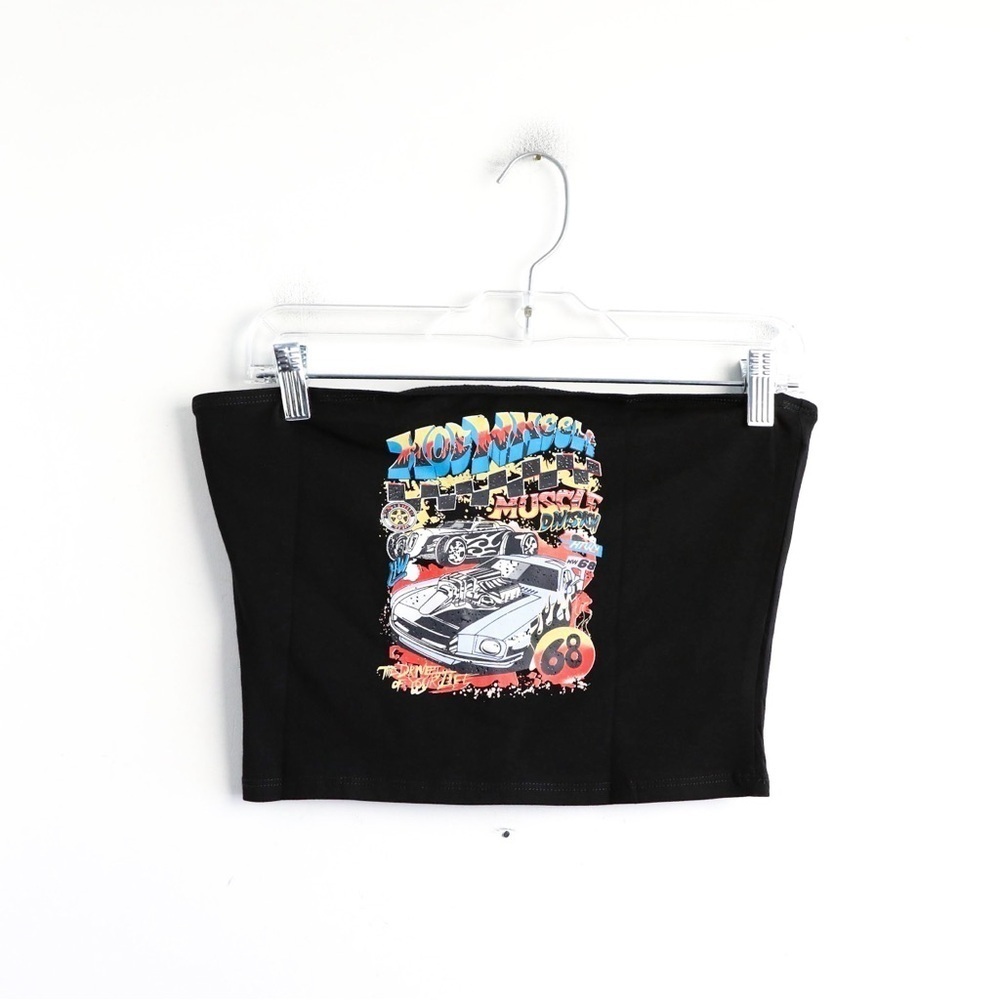 NWOT Shein Hot Wheels print crop tube top fun graphic cars stretch race Small S